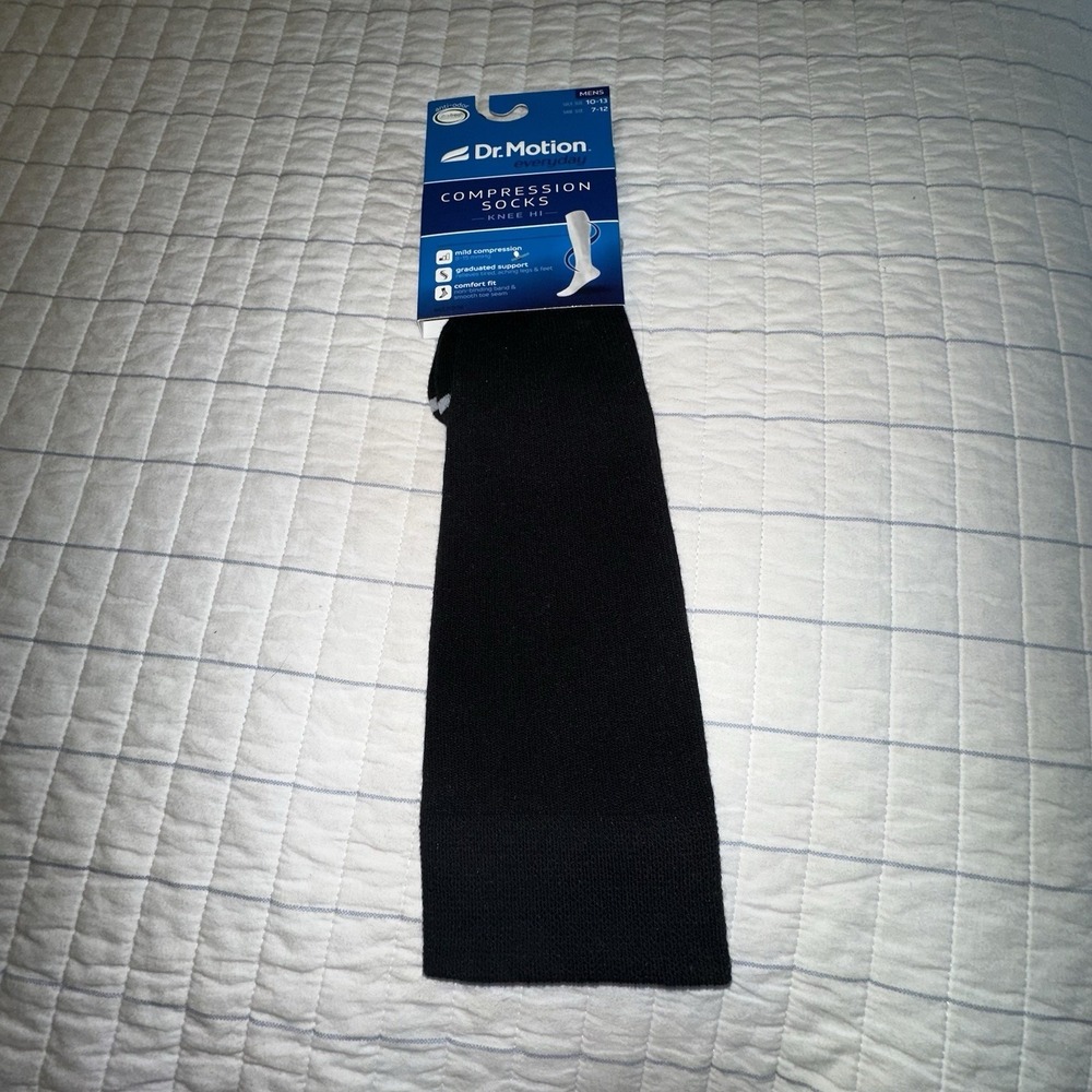 Compression Socks By Dr. Motion, Men's Sock Size 10-13,Shoe 7-12, Black, New‎